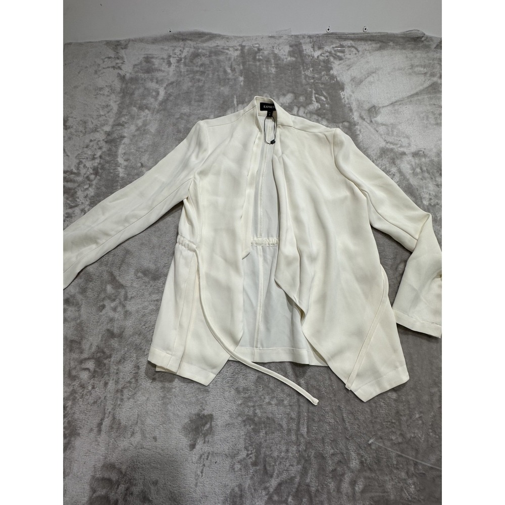 Express Open Front Ivory Blazer Women's Size Small Long Sleeve Tie Off NWOT